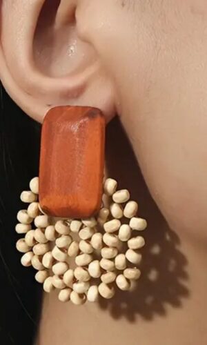 Pendientes Madera Crema